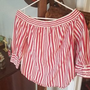 COPY - 1950s INSPIRED CANDY STRIPED BALLET NECK BLOUSE